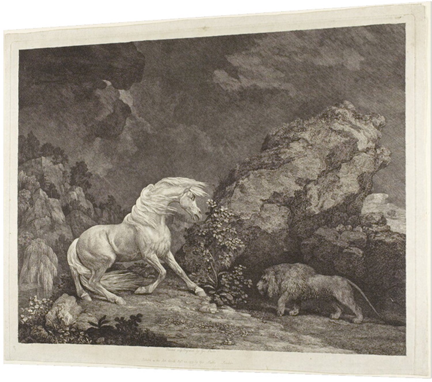Printen.eu Poster - A Horse Frightened by a Lion - 15.6 x 12 cm Multicolor