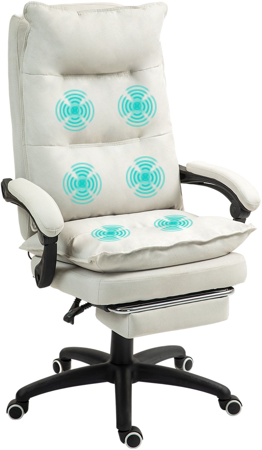 Lunpog Ergonomische Massagestoel met Voetsteun & Kantelbare Rug - Nylon - Crèmewit