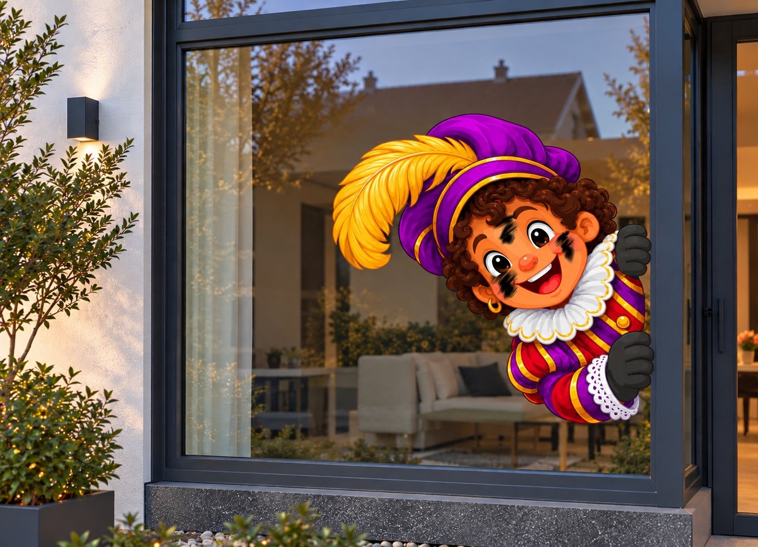 De Stickerman Sinterklaas Raamsticker 30cm Breed Herbruikbaar Weerbestendig (V30) Multi