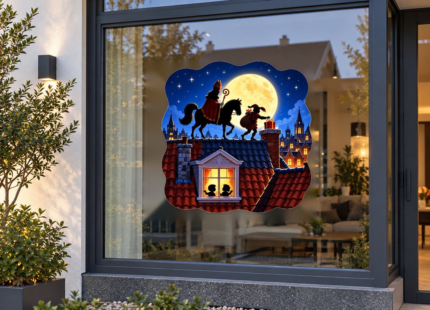 De Stickerman Sinterklaas Raamsticker 100cm Breed Herbruikbaar Weerbestendig (V22) Multi