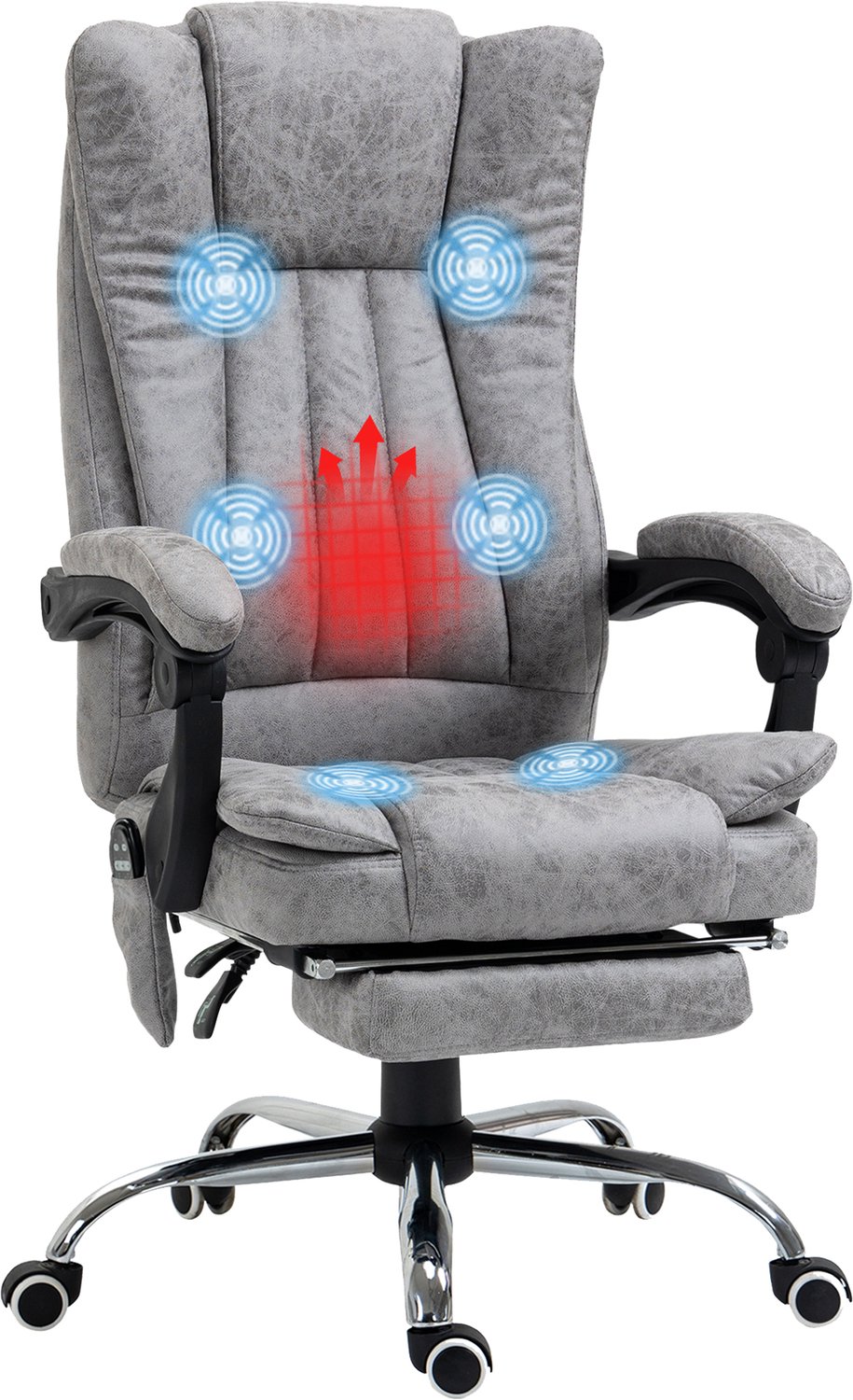 Lunpog Bureaustoel met massagefunctie - ergonomische directiestoel met verwarmingsfunctie - verstelbare rugleuning - in hoogte verstelbaar - Grijs