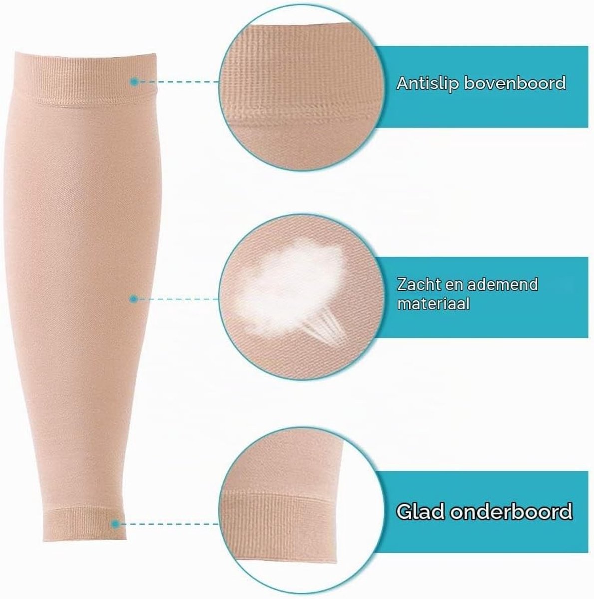 Compressiekousen voor de kuiten, voetloze compressiesokken voor mannen en vrouwen, 20-30mmHg voor spataderen en oedeem