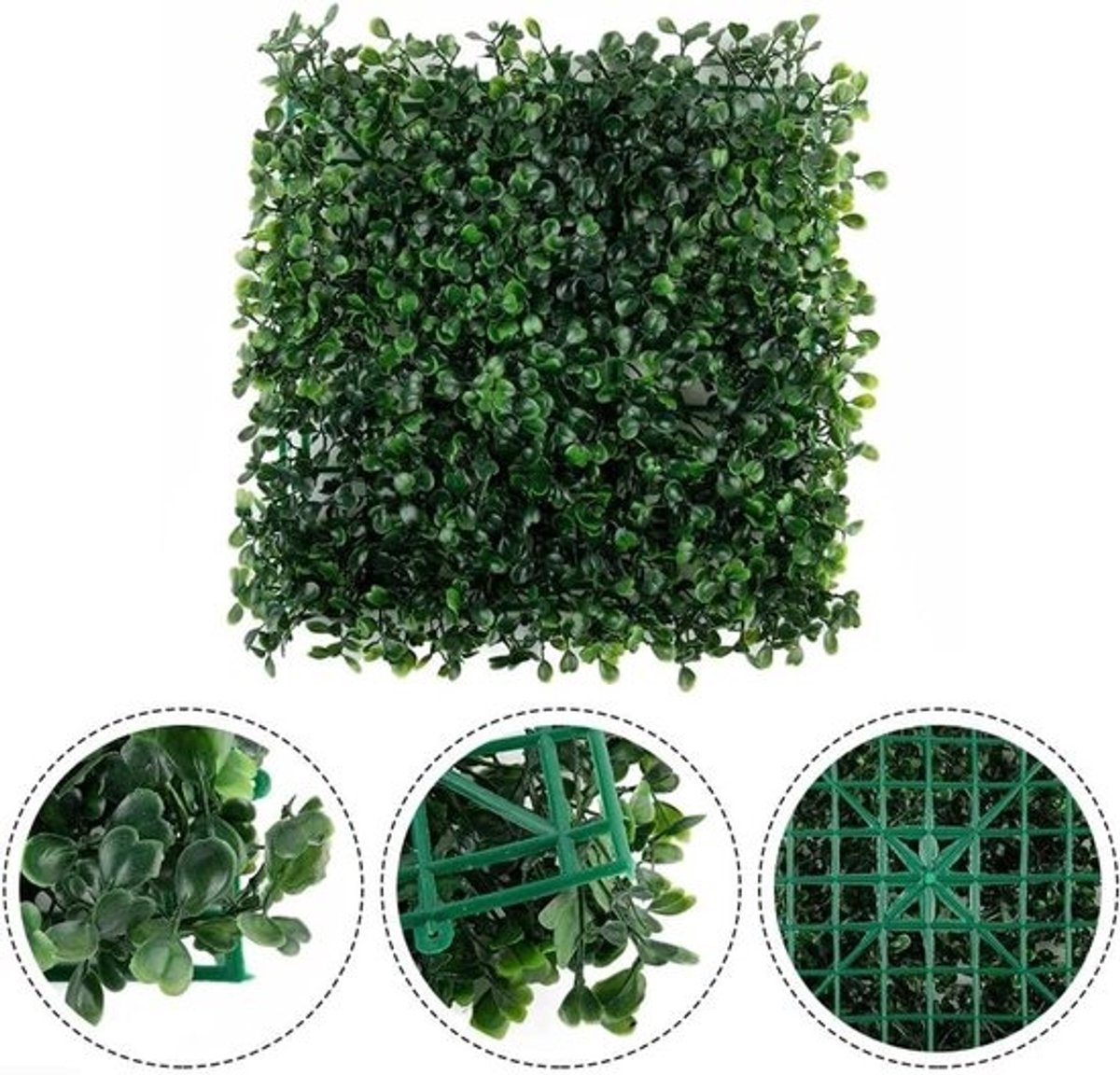 Kunstgraspanelen - Groene muren - Voor het verfraaien van ruimtes - Onderhoudsarm - weerbestendig - 25x25cm - Groen