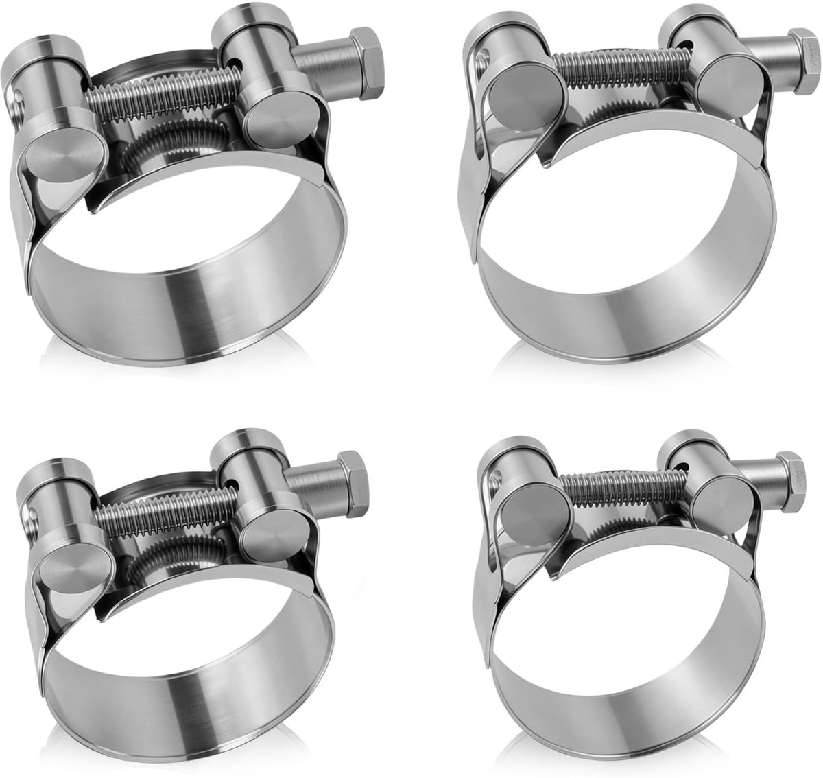 4 stuks scharnierboutklemmen, uitlaatklem, 40-43 mm, 52-55 mm, slangklemmen, roestvrij staal, verstelbaar, geschikt - ShopVlot