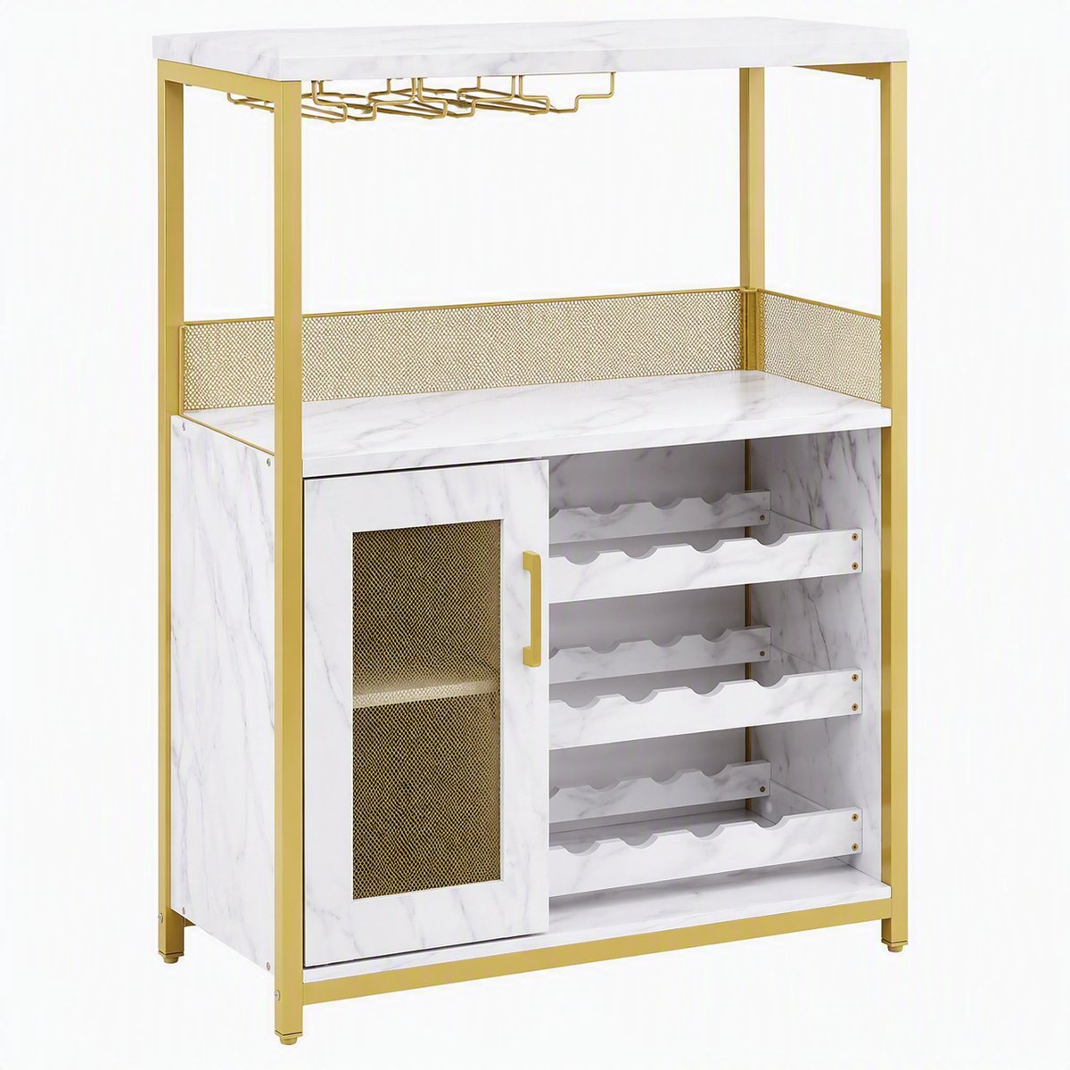 Nutrella - Wijnkast - Sideboard - Flessenrek - Anti-kantel systeem- 60 x 35 x 92 cm- Duurzaam - Goud