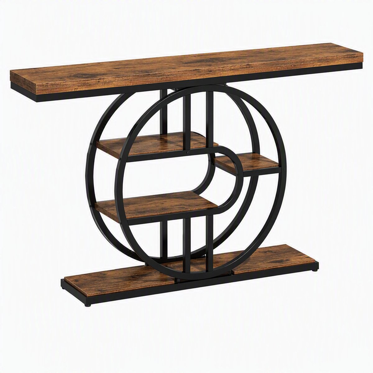 Nutrella - Opbergplanken - Opbergmeubel - 5-Laags Console Tafel - Versterkt metalen buitenframe - 120 x 30 x 80 cm - Bruin
