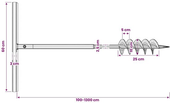 vidaXL - Grondboor - 100 - mm - met - 13 - m - verlengstuk - Staal van VidaXL — afbeelding 3