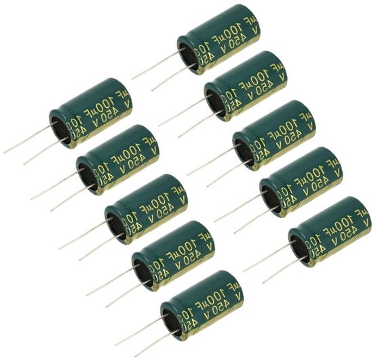 Elektrolytische condensatoren - 100UF 450V - 10 stuks voor elektronische projecten - Radiale condensatoren
