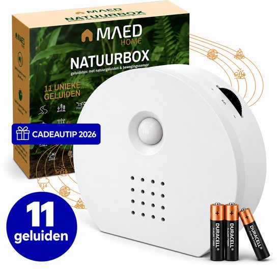 Vogelhuisje Met Geluid – 11 Natuurlijke Geluiden – Vogelgeluiden Huisje Met Sensor – Geluidshuis – Vogelgeluiden Huisje Voor op Toilet – Incl. Batterijen – Sneeuw Wit – MAED Home ®