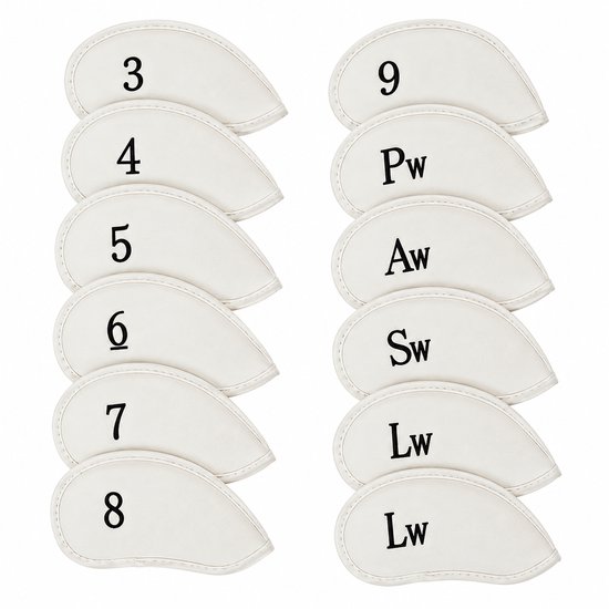 Golf Club Covers IJzers - Golfclub Covers - 12 stuks - Wit - Leer - Golf Accessoires - Golf Headcovers - Golf Spullen van GOLF — afbeelding 2