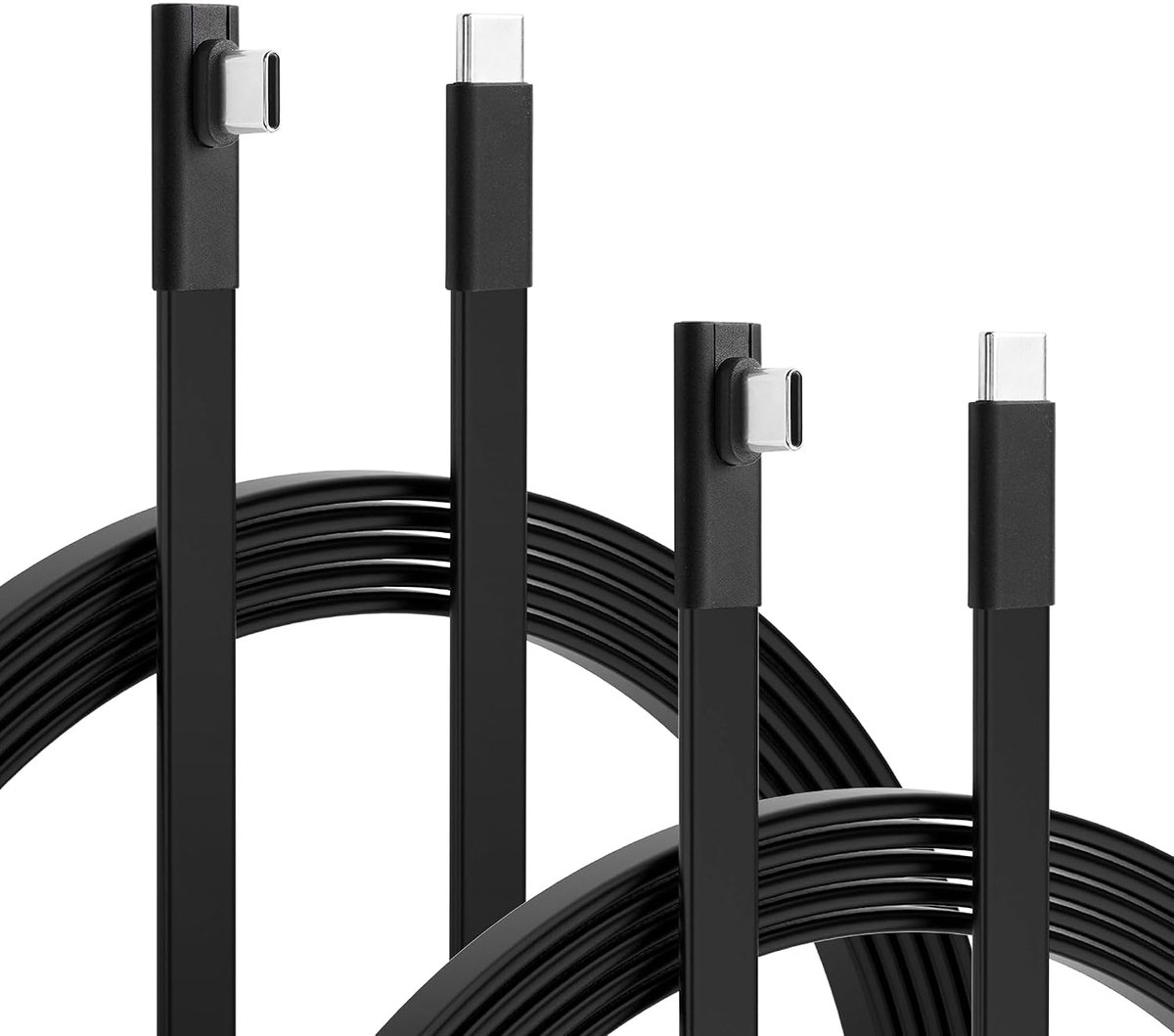 USB C naar USB C kabel 1 meter - 90 graden L-vormige plug - flexibel en duurzaam - ruimtebesparend ontwerp - ShopVlot