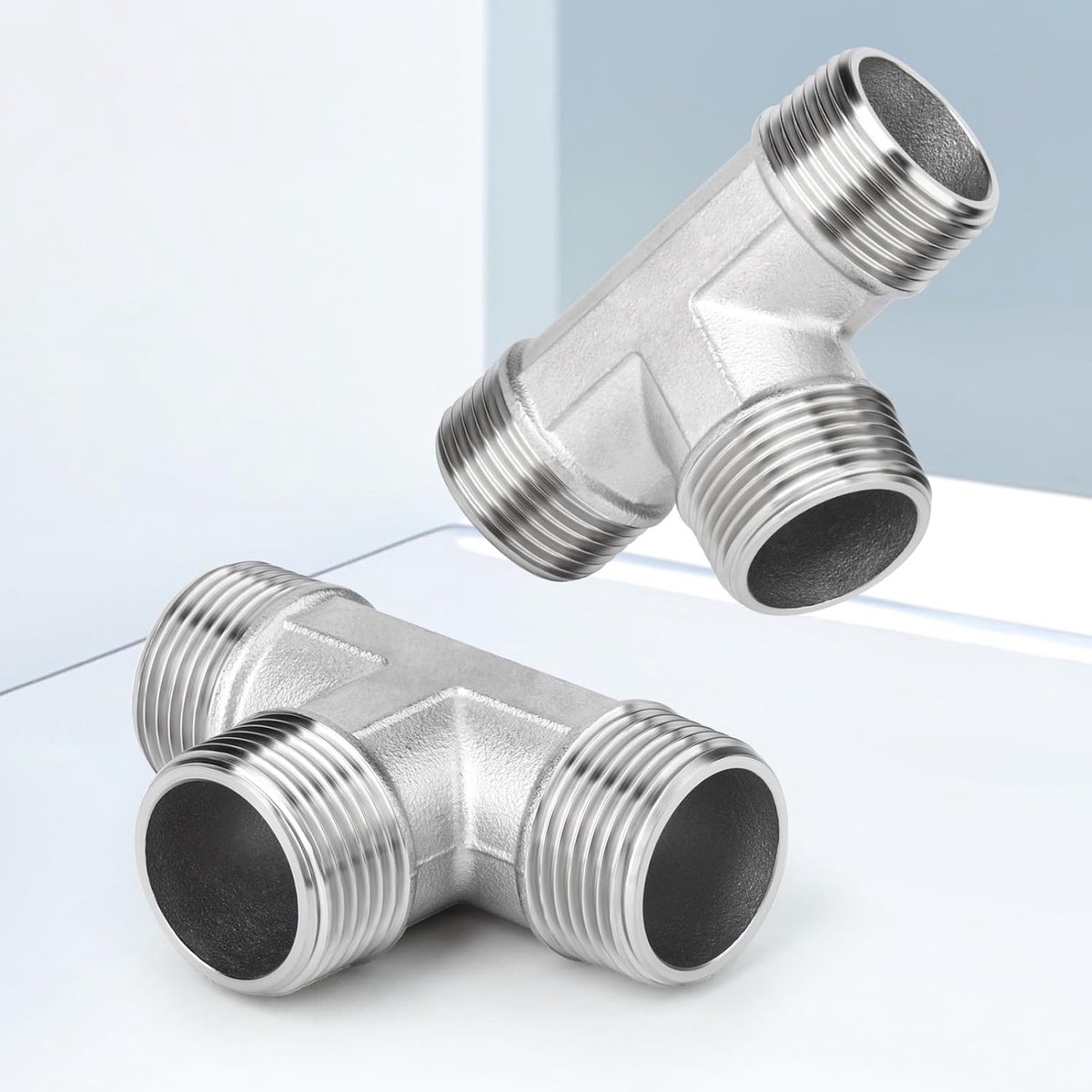 Dailygoods- T stuk 2 Stuks - Roestvrij Staal 304 - 3/4" BSP - Water/Olie/Gas - Hoge Kwaliteit - Nauwkeurige Schroefdraad - Fitting