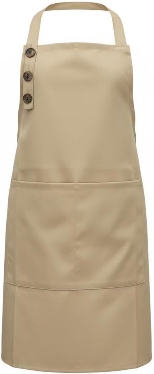 Kookschort voor dames, waterafstotend, verstelbaar schort met zakken, crèmekleurig bakschort voor koken en bakken - ShopVlot