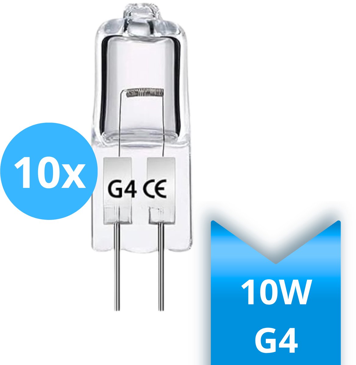 10x G4 halogeenlamp 10W – G4 fitting – 12volt – Dimbaar warm wit licht – 10W steeklampjes