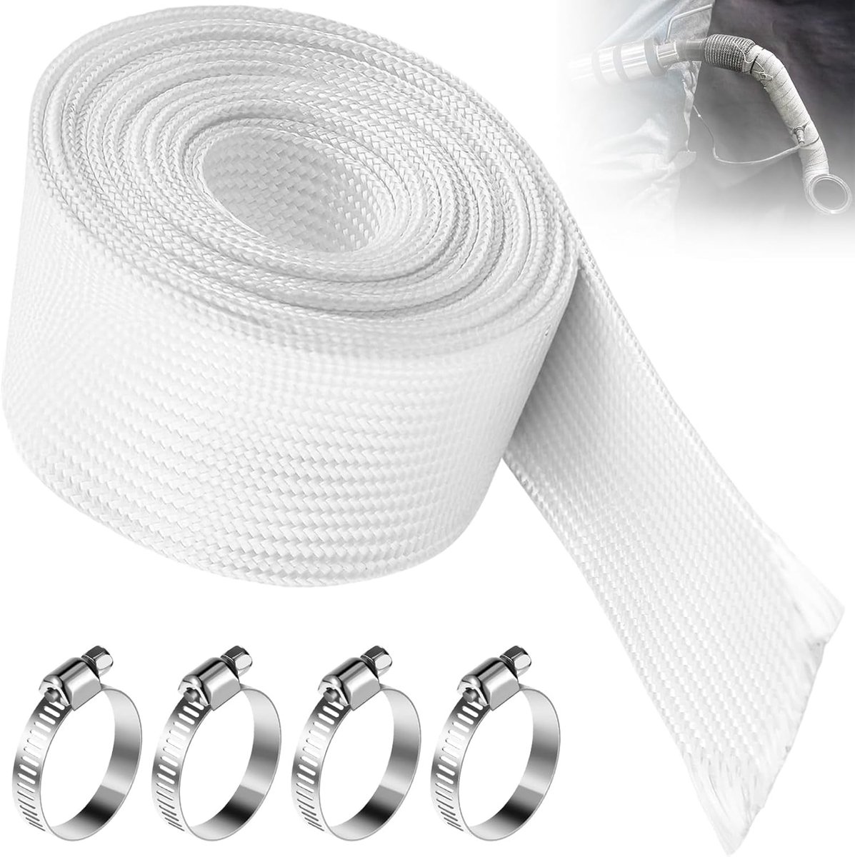 25 mm exhaust hose for power generators with 4 clips, parking heater, heat protection hose, heat-resistant hose - ShopVlot
