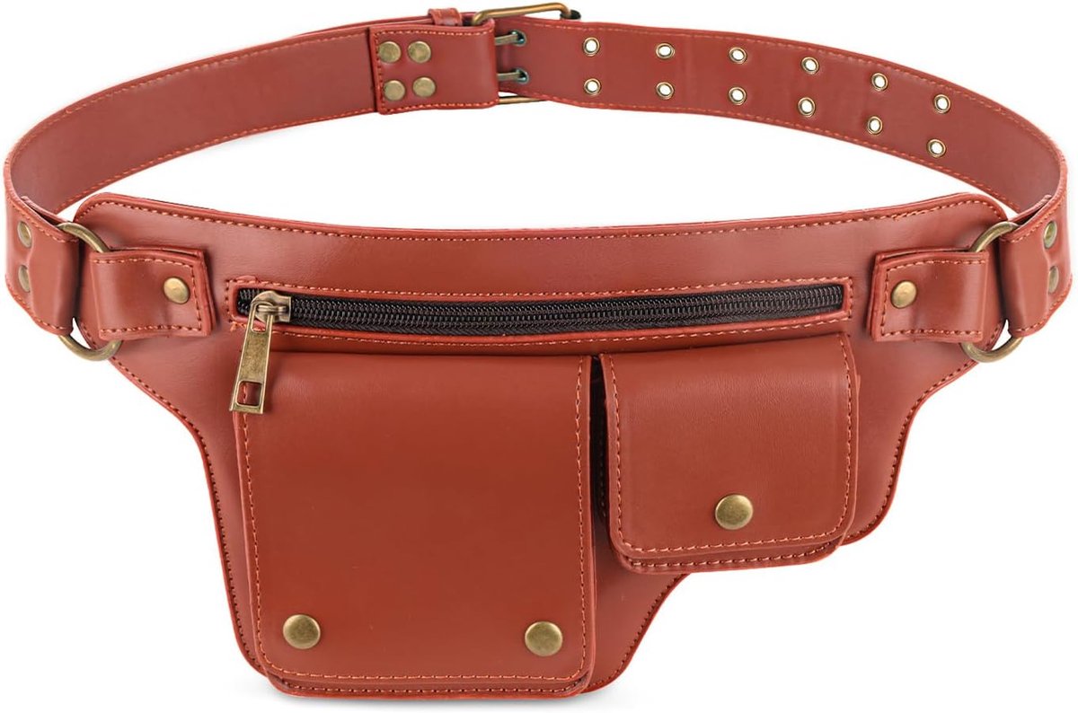 Light Brown Leather Waist Pack for Men and Women Unisex Waist Bag for Hiking, Running, Travel and Daily Use, Brown - ShopVlot