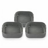 Fein Choice Airfryer Siliconen Bakje Set van 3 - Vierkant 20,5 x 20,5 cm - Herbruikbaar Bakpapier Alternatief - voor Airfryer XL & XXL