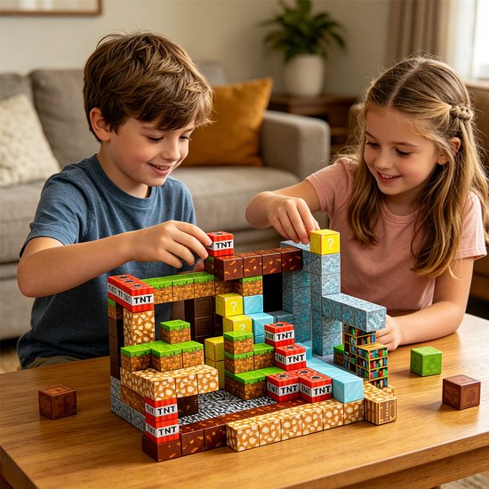 Magnetisch bouwblokkenspeelgoed – 220 stuks - inclusief 2 minifiguren - Magnetische bouwblokken – Bouwblokkenspeelgoed - Magnetische kubussen – Magnetisch bouwspeelgoed – Montessorispeelgoed – Kinderspeelgoed – Educatief speelgoed
