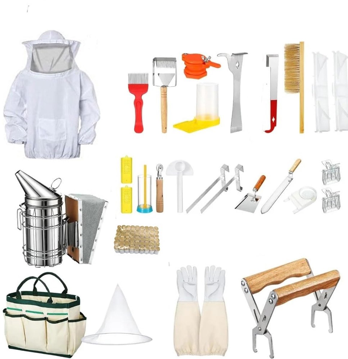 NEWFUN Bijenteeltgereedschap, 24-delige imenteelstartset, J-haken, framegrepen, imkergereedschappen en accessoires - ShopVlot