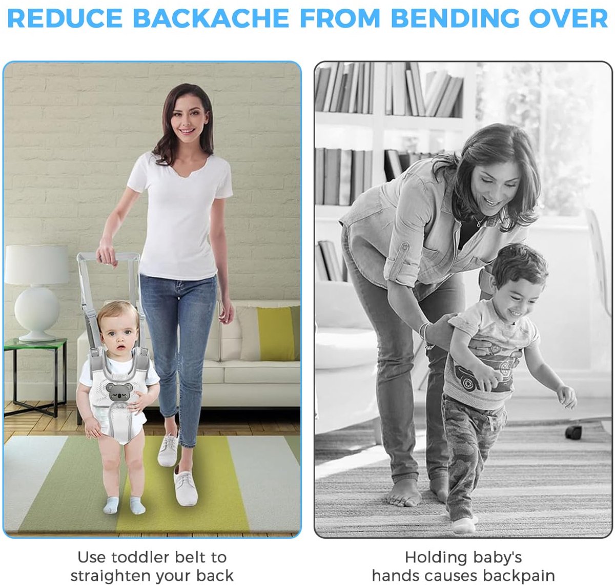 Baby Walker Assistant - Verstelbaar - Baby Walker Assistant - Baby Looptrainer - Leren Lopen - Baby Walker - Leren Lopen Assistent - Veilig Loopwagen Tuigje - Baby Assistent - Loopstoel Babywalker - Voor Peuters 9-24 Maanden - Grijs – foto 5