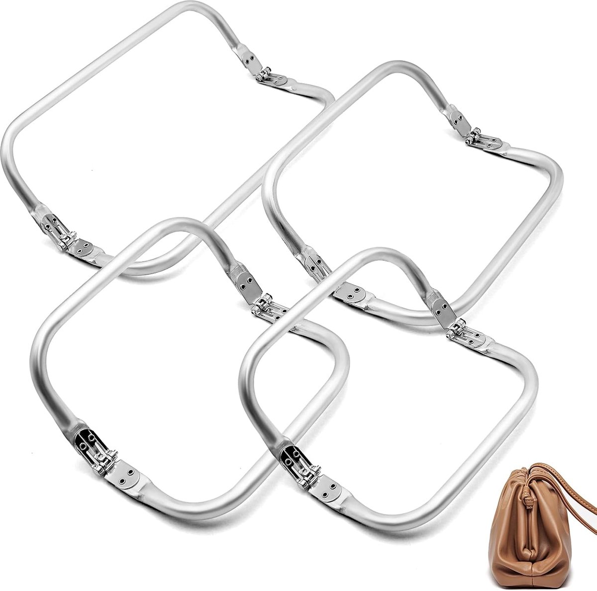 4 stuks tassenframesluitingen, tassenbeugels, tassenframesluiting in de vorm van een kus, U-vormige aluminium sluiting voor DIY portemonnee handtas (16 cm, 18 cm, 20 cm, 25 cm)