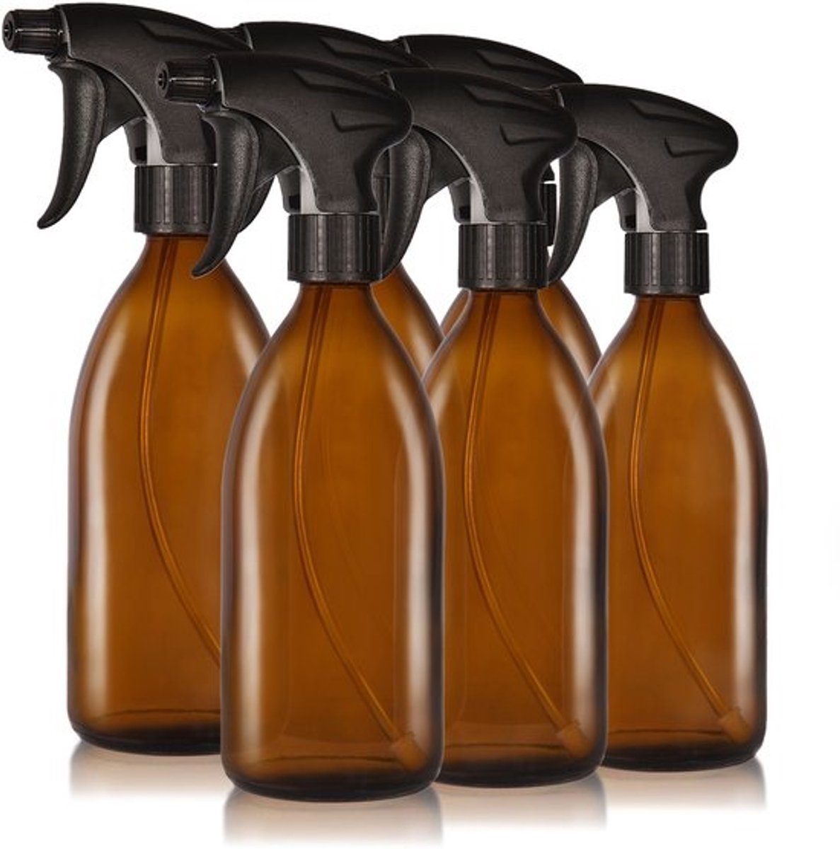 Oputec 6 x 500 ml sprayflessen - van bruinglas, met lege verstuivers en ergonomische sproeikop