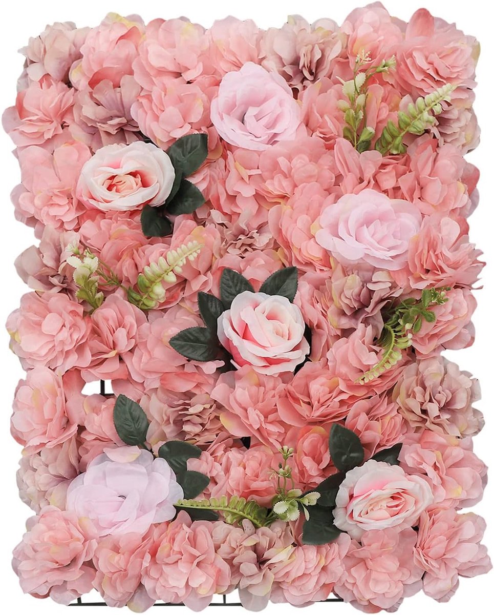 Simulatie bloemenwand rozenwand bruiloft achtergrond decor bloemen wandpaneel tuin wanddecoratie woondecoratie roze decoratie bloemenwand paneel kunstrozen bloem achtergrond (roze)