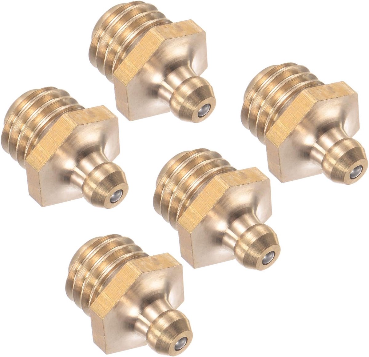 Rechte vetfitting, | M12x1.75mm metrisch | Hydraulische vetnippel - (Toepassingen: voor het vervangen van ontbrekende of gebroken oliefitting), 5-delig
