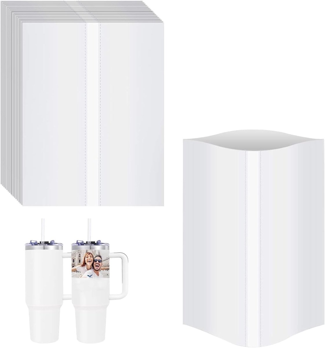 Krimpzakken voor mokken met handvat van 40 oz - witte krimpfolie voor warmteoverdracht - 30 vellen - 200327 mm - duurzaam, niet giftig, aanpasbaar
