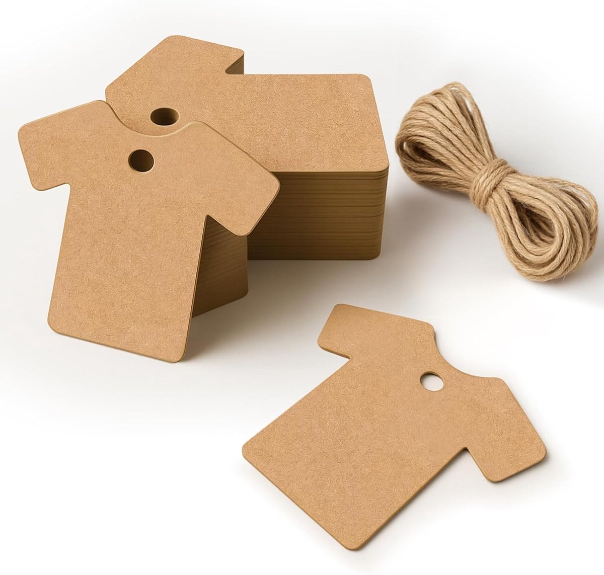 50 Stuks Lege Bruine Papieren Cadeaulabels met Touw, 6 x 5 cm voor Verjaardagen, Bruiloften en Feestdagen