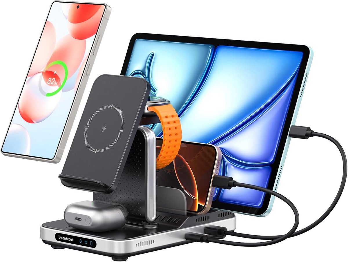 5-in-1 Oplaadstation voor Samsung Apparaten, Draadloze Lader met Snelladen en Compatibiliteit