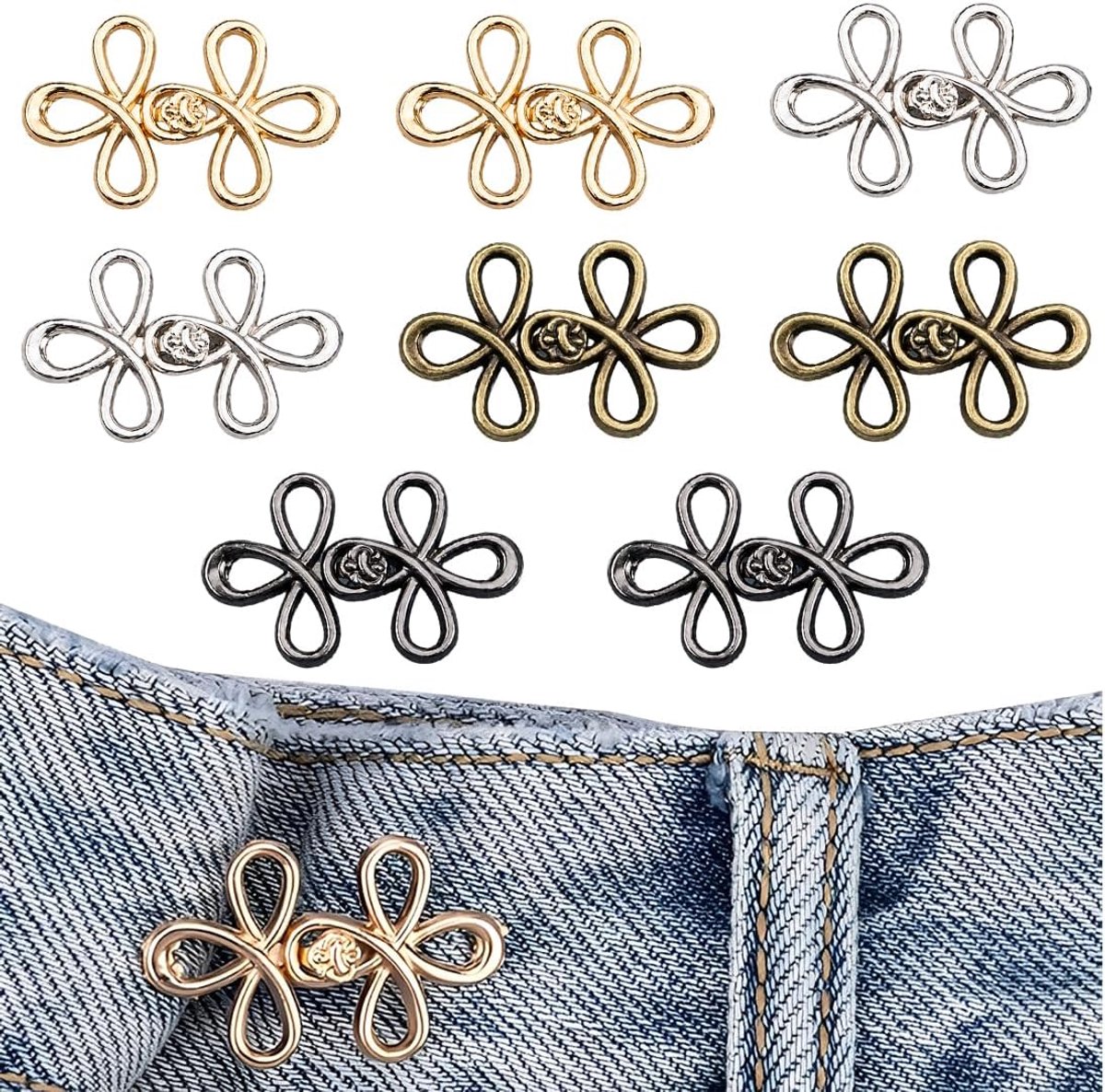 Knopen, verstelbaar, zonder boren, voor jeans en rokken