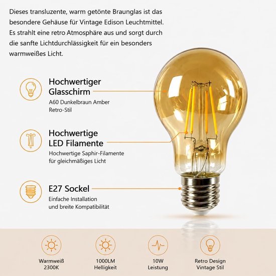 LED Lamp E27 10W 2300K Warmwit 1000LM, 5 stuks — afbeelding 4