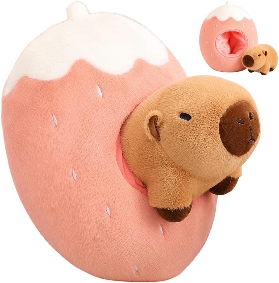 Knuffeldier, 35 cm, schattig Capybara pluche dier, 2-in-1, extra zacht en afneembaar, schattig watervarken, knuffeldier, knuffeldier voor meisjes, pluche speelgoed, geschenken