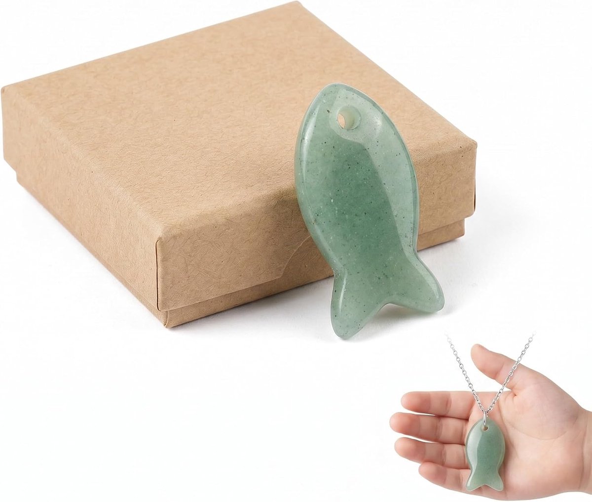 Cadeau voor de eerste communie voor kinderen, saliegroen, natuurlijk kristal, vis, rozenkwarts, gegraveerd, handdoos, cadeau voor de eerste communie voor meisjes, kaart voor communie, cadeaus voor de