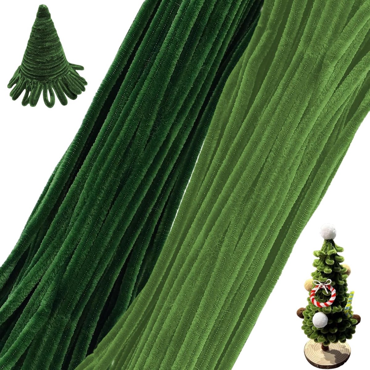 220 stuks pijpenreinigers, groen, 300 x 6 mm, chenilledraad