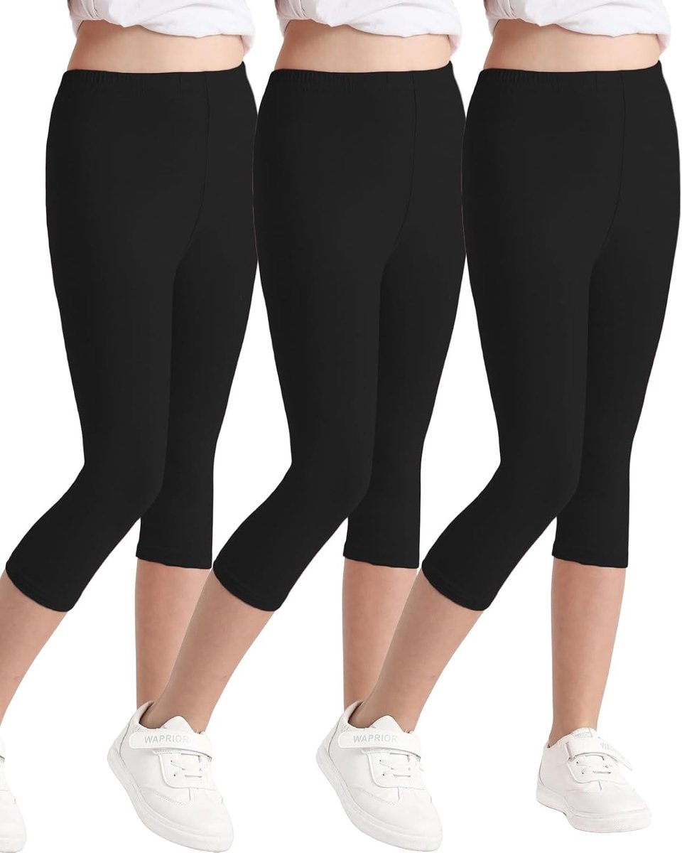 Leggings voor meisjes, capribroek, zomer, katoen, sport, verpakking van 3 stuks
