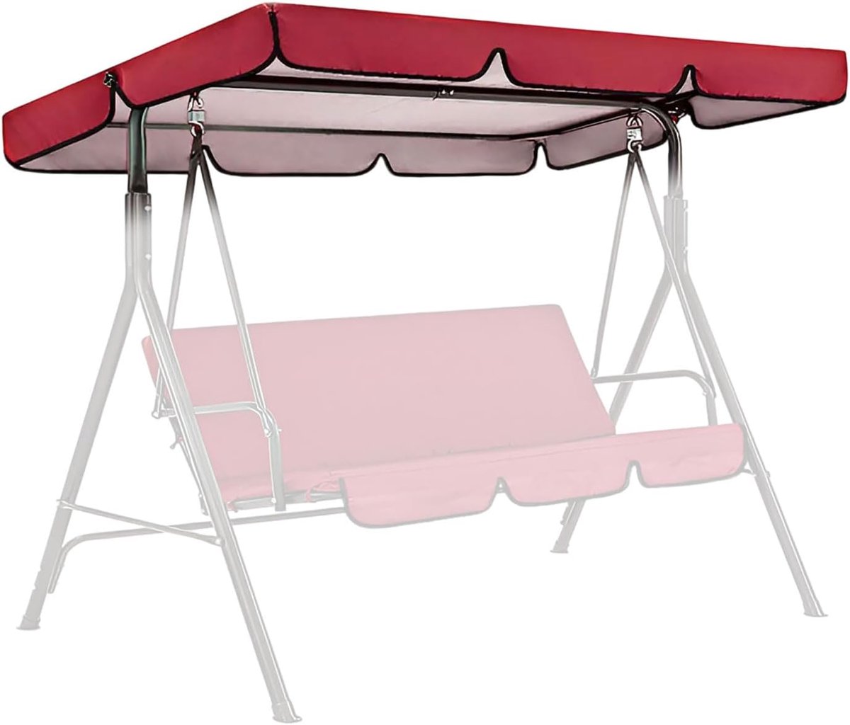 Schommelbank, dakhoes, 249 x 185 cm, waterdicht, duurzaam dak, universeel vervangend dak voor tuinschommel, Oxford-doek, schommelbank, zonnedak, 3-zits, uv-bescherming, 210D (rood)