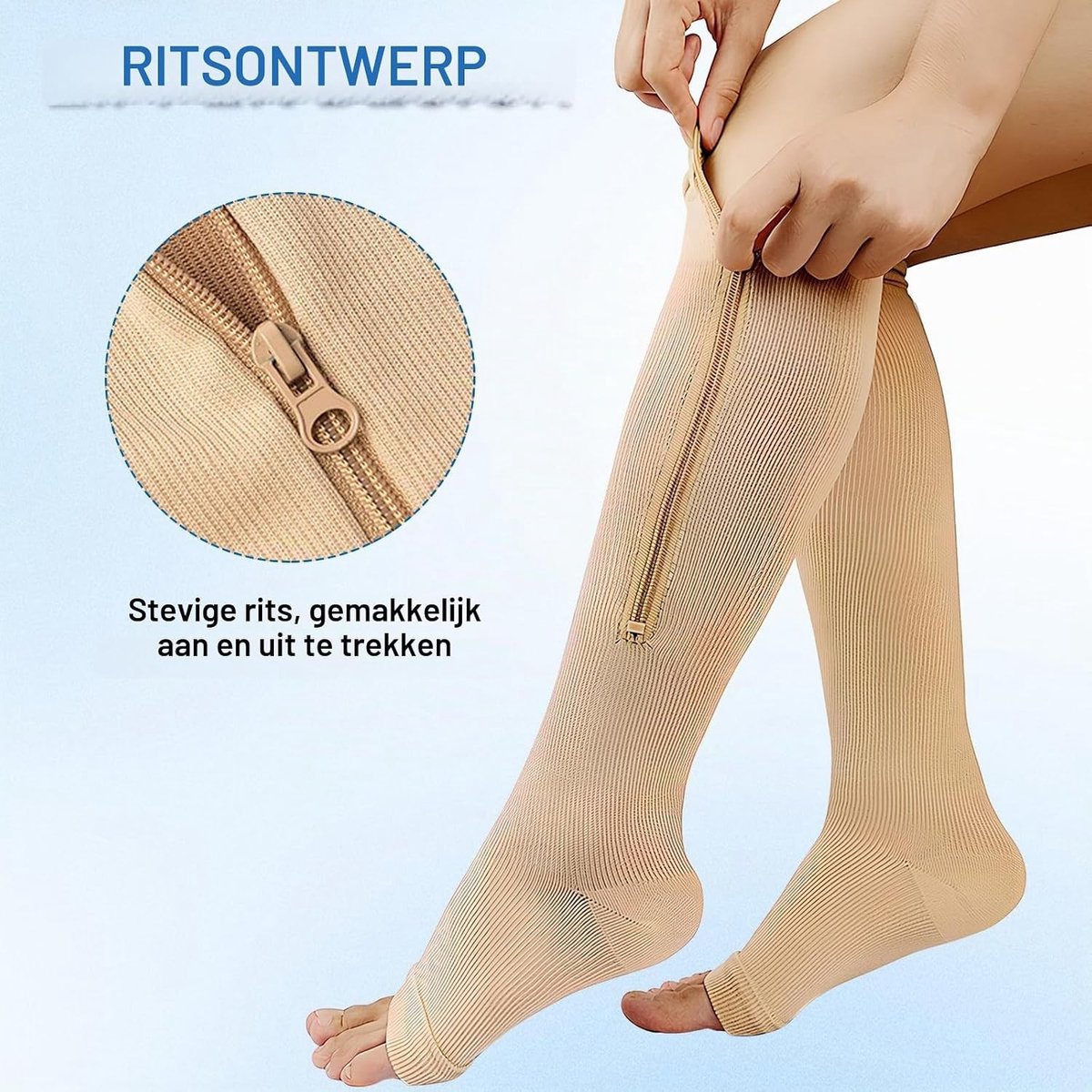 Compressiekousen tot de kuiten voor optimale ondersteuning en comfort bij vermoeide benen