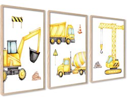 Ag.art deco Posters 50x70 cm voor Babykamer | Afbeeldingen voor Wanddecoratie in de Kinderkamer | 3 Posters voor Jongens of Meisjes | Wandposter zonder Lijst (Geel)
