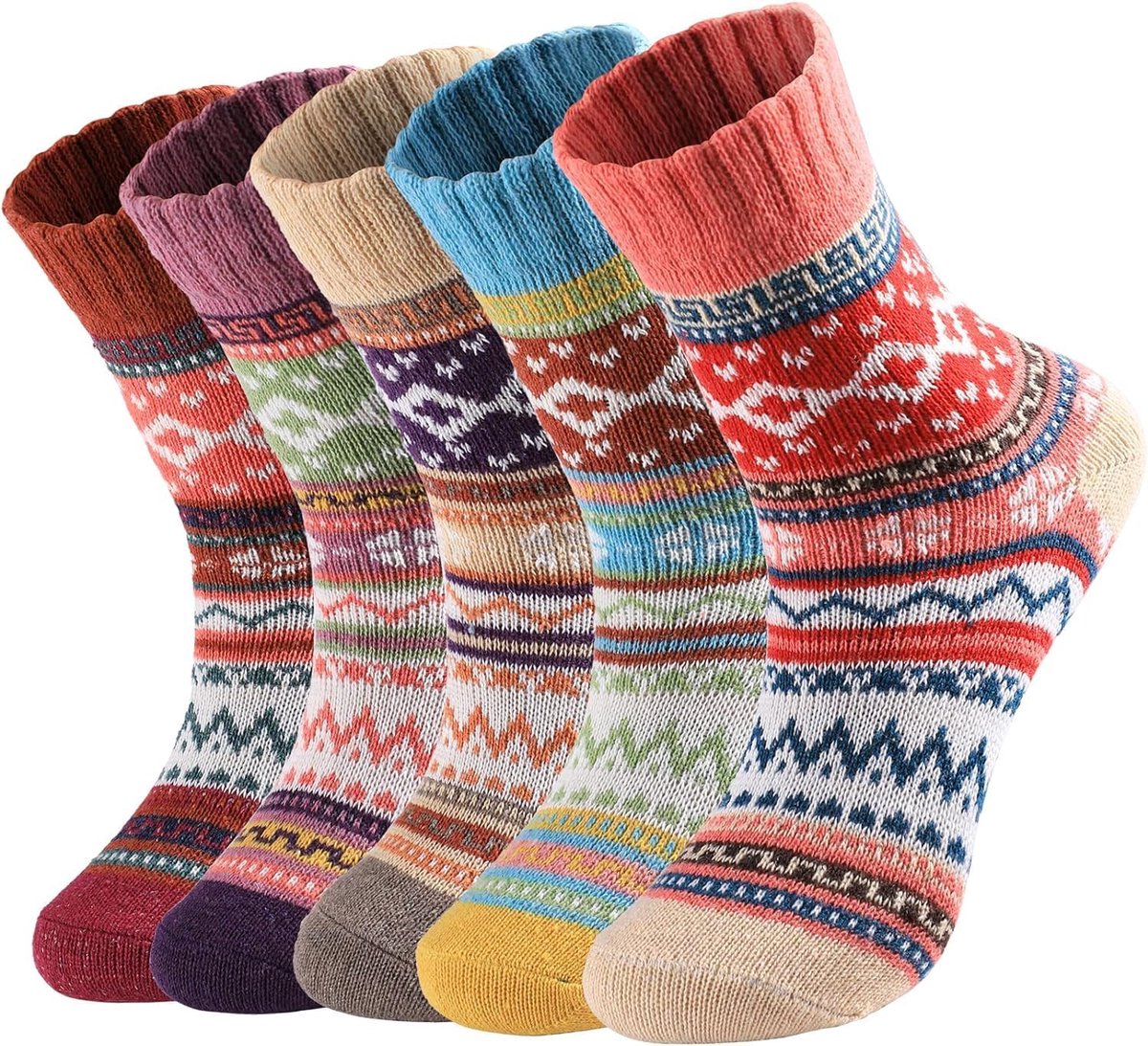 Wollen sokken Merino warme sokken dames, Dike Thermo Vintage wintersokken gebreide sokken kerstsokken voor dames