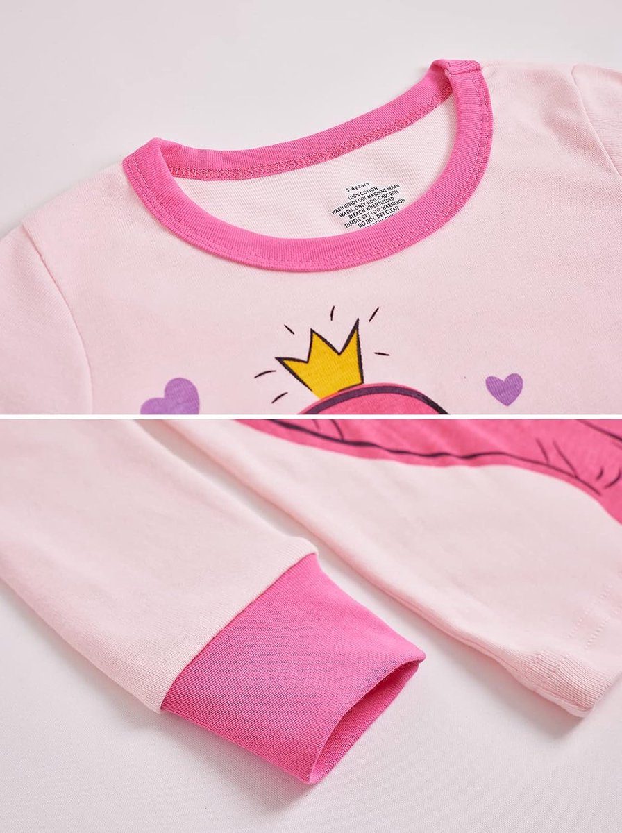 Katoen, eenhoorn, lange mouwen, tweedelige pyjamaset, schattige panda, kindernachtkleding, winter, Kerstmis, pyjama, maat 1-12 jaar