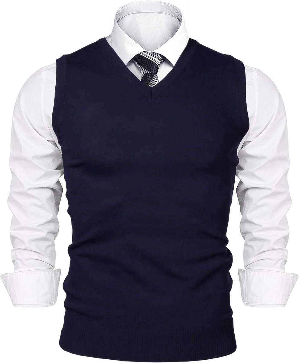 Pullunder voor heren vest heren gebreid vest mouwloos regular fit V-hals effen