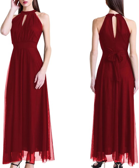 Feestjurk voor dames van tule met cut-out aan de voorkant en bandjes - Made in Italy Yes — afbeelding 2
