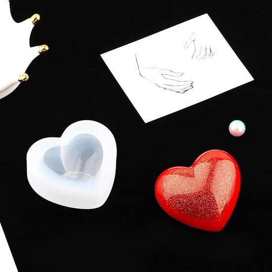 Siliconen vorm 3D hart gietvormen liefde hart epoxyvorm schimmel sieraden gietvorm voor sieraden maken DIY handwerk handgemaakte vaardigheden zeep - 4 stuks klein — afbeelding 5