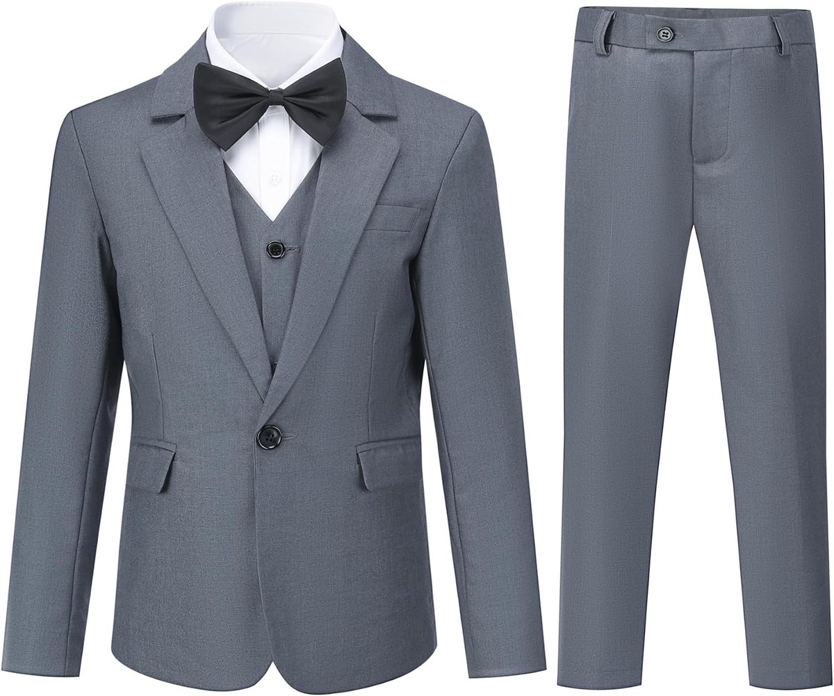 Jongens 3 stuks pak met één knoop revers kraag pak bruiloft verjaardag party prom performance pak blazer vest broek meerkleurig