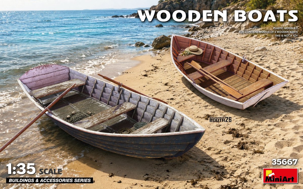 MiniArt Modelbouwpakket Diorama - 35667 Houten Roeiboten voor Diorama - 2 Stuks Plastic - 1:35 - Modelbouw