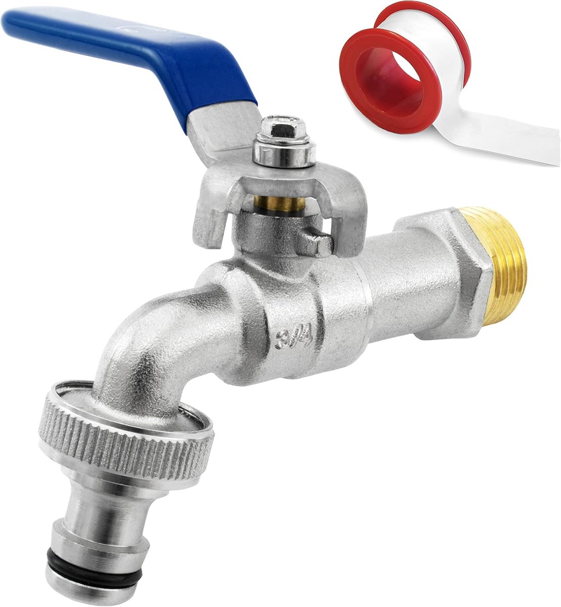 SHYNE Premium 3/4'' Inch Brass Water Tap - Rust and Frost Resistant + 1x Faucet Connection + E-Book - ShopVlot