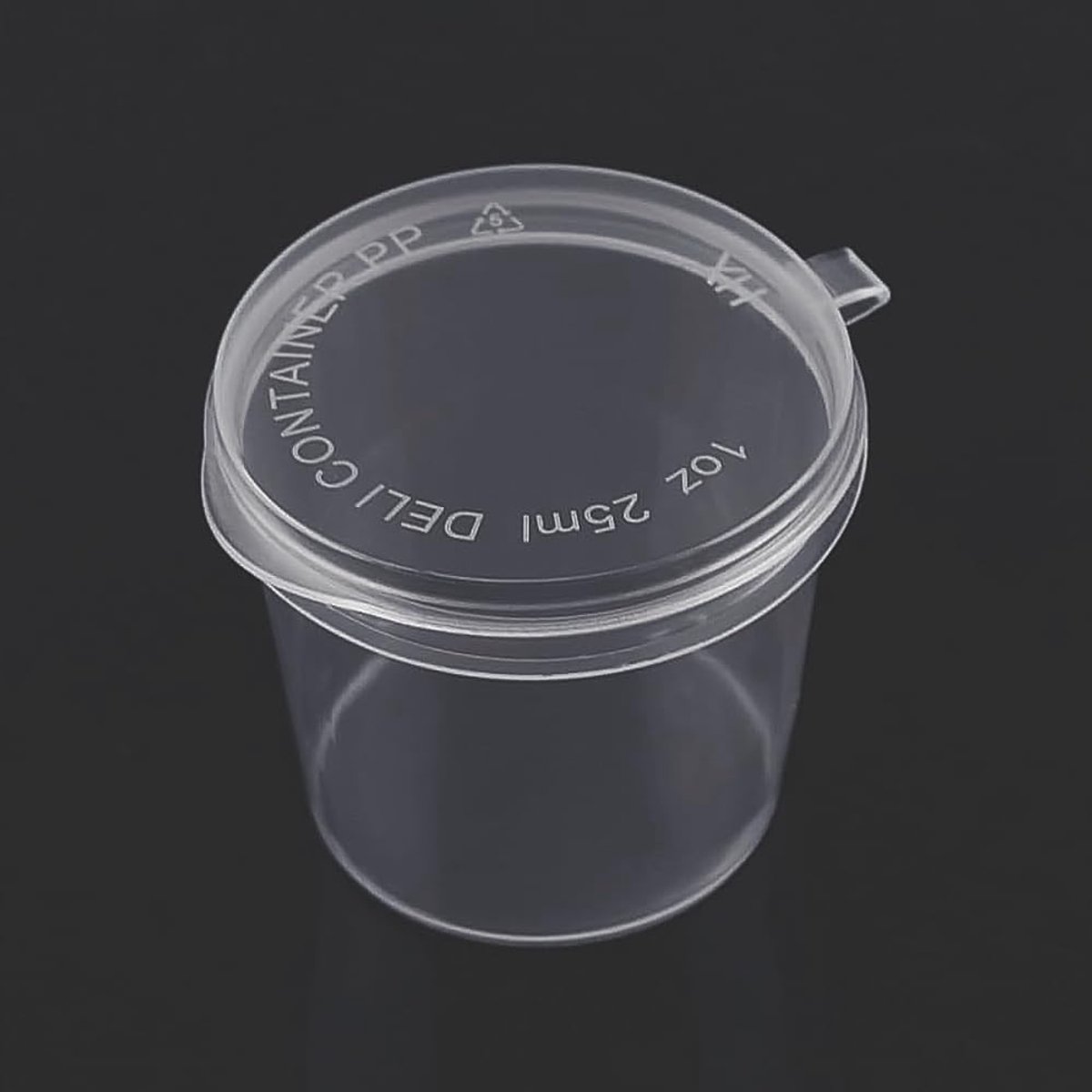 Potten met Deksels 100 Stuk Rond 25ml Plastic Scharnierende Cups Voedsel Container Clear Kleine Deli Pot Jelly Shot Voor Afhaalmaaltijden Specerijen Sauzen