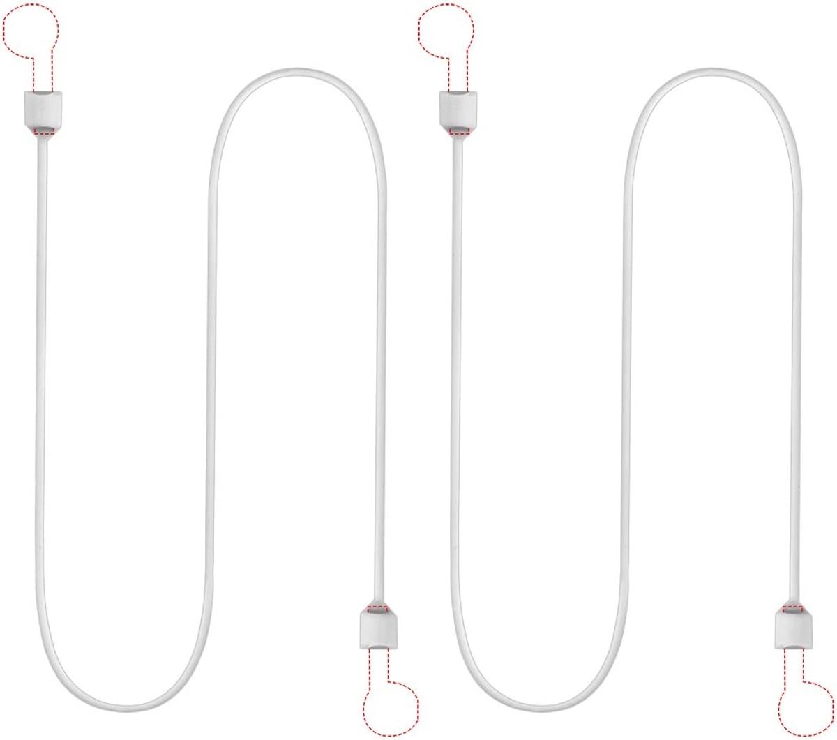2 stuks magnetische sluiting anti-verloren band compatibel met Apple AirPods Pro/3/2/1 draadloze hoofdtelefoon - wit